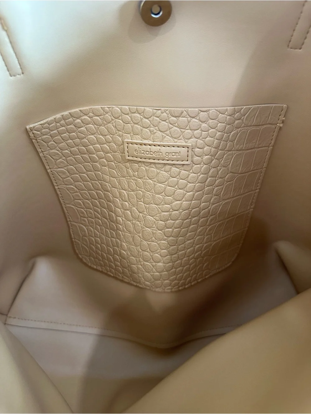 Croc-Embossed Mustard Tote Bag with Double Straps - Picture 6 of 9